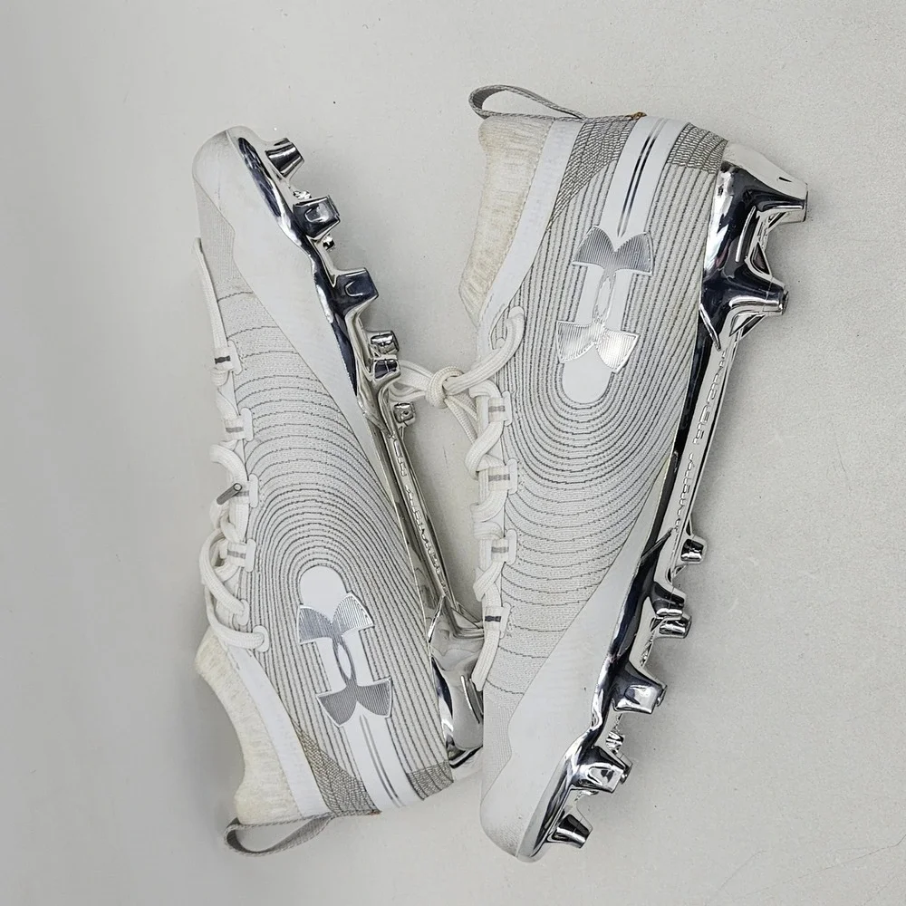 Under Armour Spotlight MC Mens 9 Football Cleats White Silver 3020675-100
